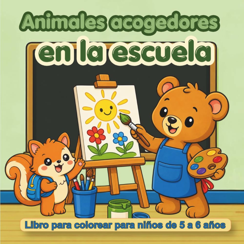 Animales acogedores en la escuela: Libro para colorear para niños