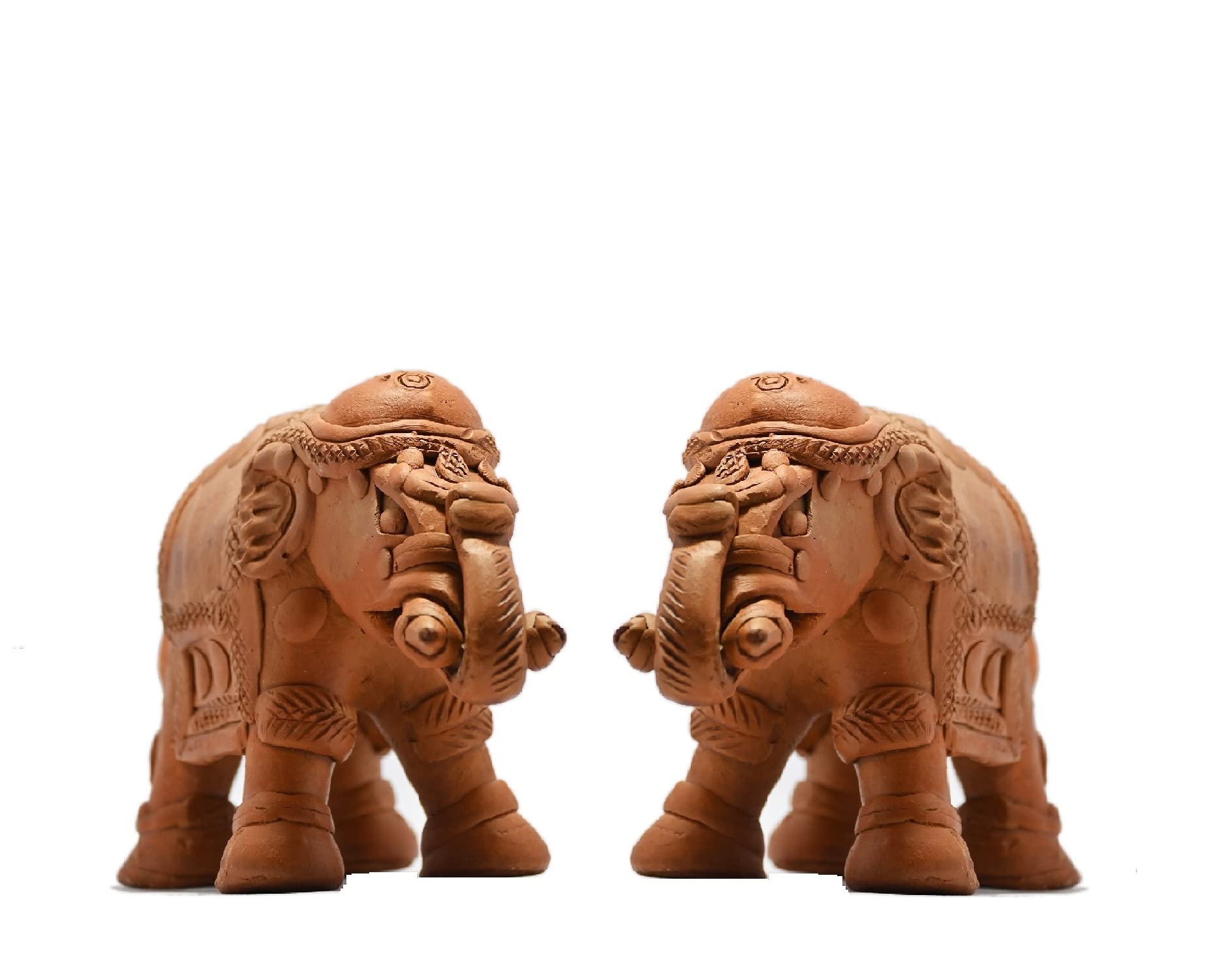 VASDECOR Terracotta Clay Home Decorative Showpiece Brown Elephant - Length- 15 cm | Width - 8 cm | Height - 11 cm | Ideal for Table | Pack of 2 (Elephant) (B0BVB8S3PS) Amazon Price History, Amazon Price Tracker