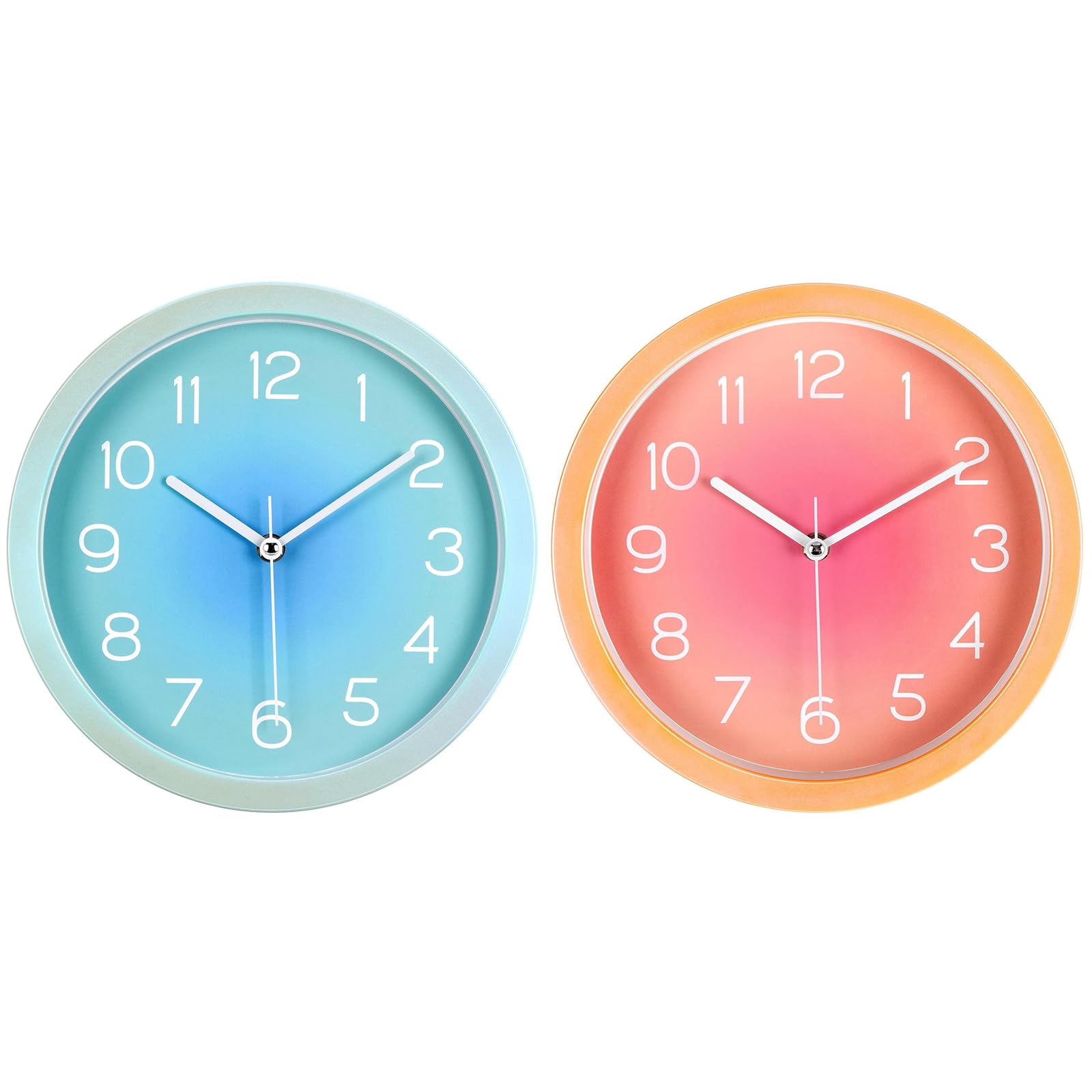 Wall Clock 10 Inch Silent Non Ticking Battery Operated Small Analog Kid Clocks for Bedroom Kitchen Office Living Room Home Decor Bathroom Bedroom School Kids
