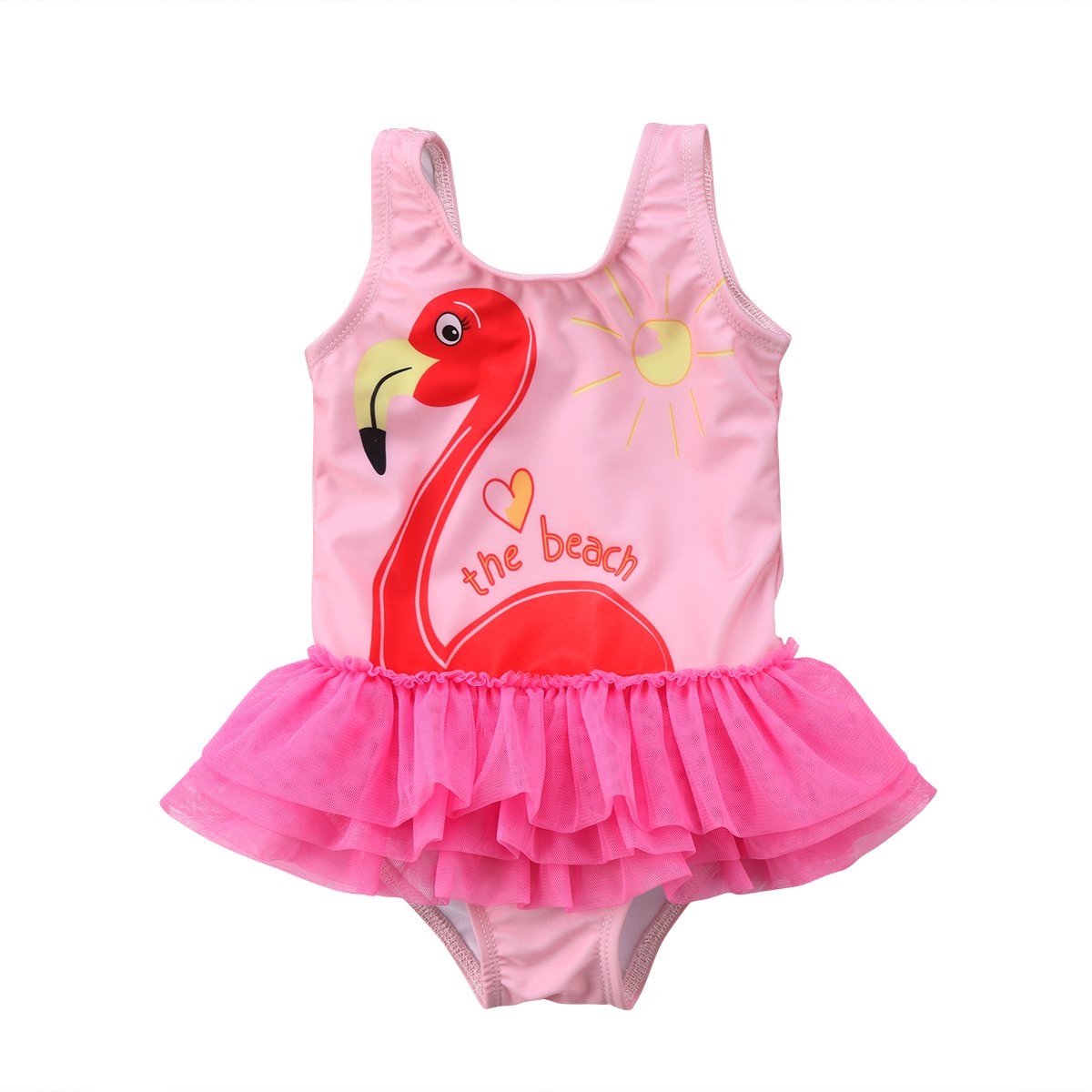 Toddler Kids Baby Girl Flamingo One Piece Swimsuit Ruffles Swimwear Beach Wear Bathing Suit
