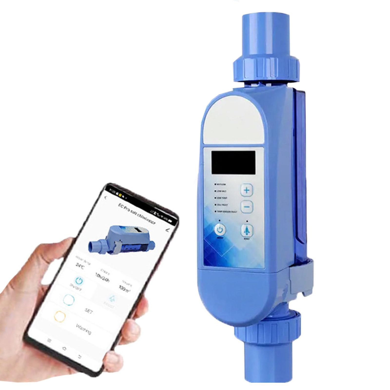 Generador De Cloro Salino (4g/h-20g/h), Siste-ma De CloracióN Salina para Piscinas, con Panel Digital/Control App (ConcentracióN De Sal Ajustable), FuncióN De Autolimpieza (4/8/12 H) 20g/h