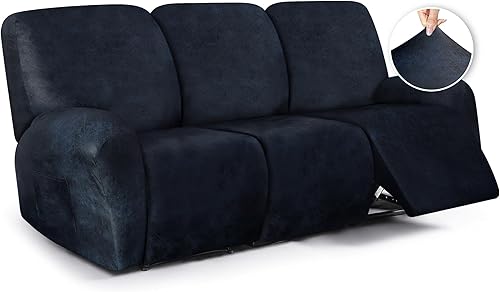 Miniatura 155 de Fundas para sillas reclinables con aspecto de cuero, funda elástica de 4 piezas, funda suave para silla reclinable, protector de muebles lavable