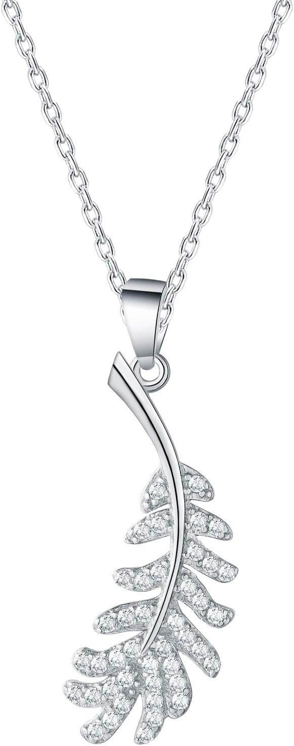 Morella Women's Necklace with Pendant Fern 925 Sterling Silver in a Jewellery Bag