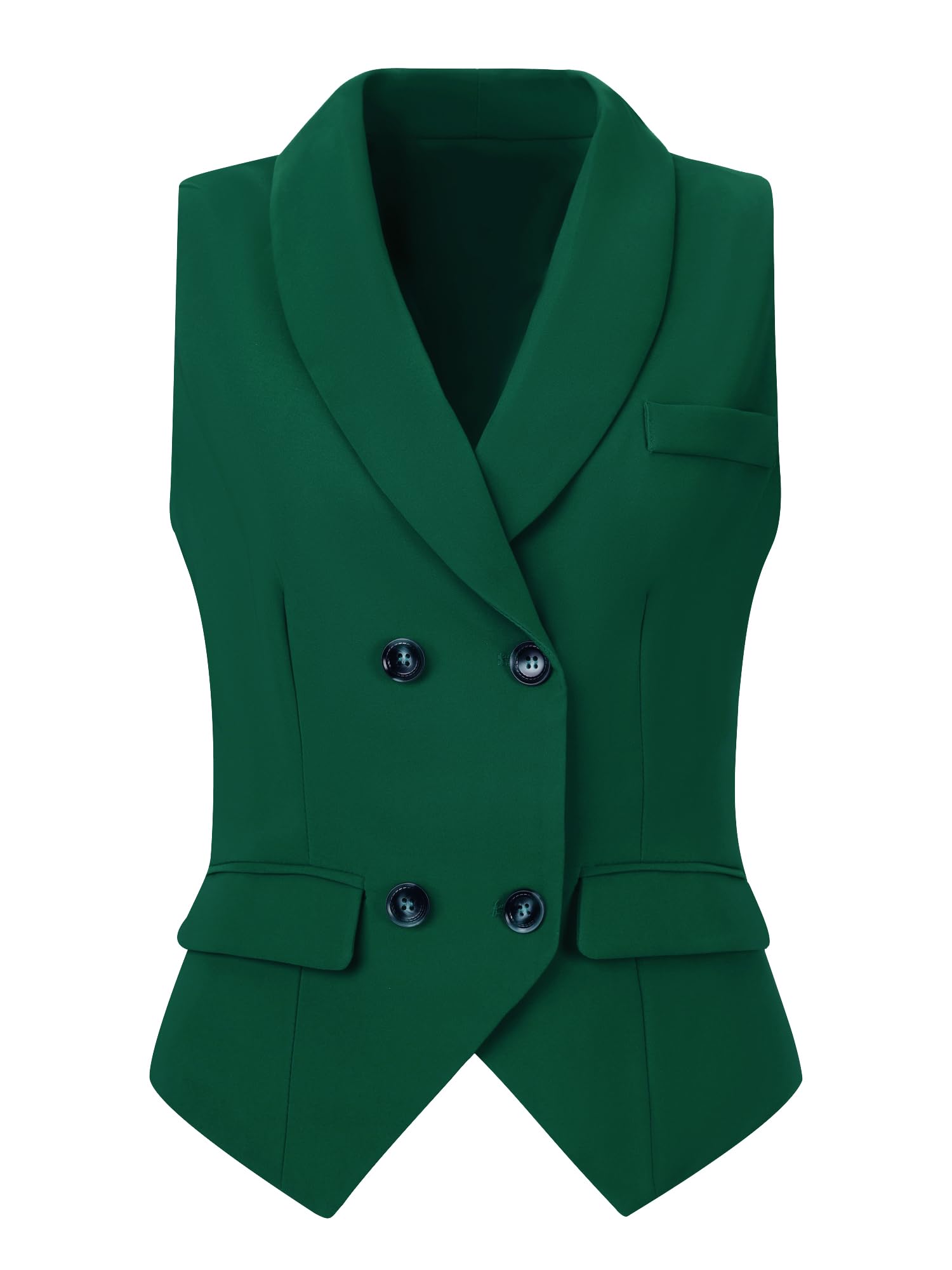 Chaleco blazer sin mangas con doble botonadura clásica Allegra K 6