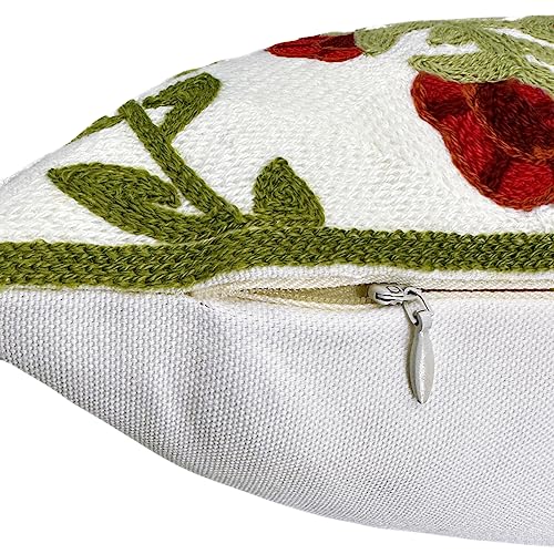 Coussin de salon estival à fleurs rouges pour canapé rustique - 7
