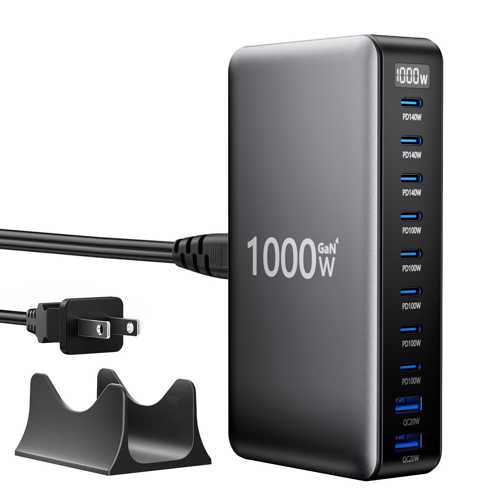 Type C Charging Station 1000W, 10 Port Cell Phone Charging Stations, Charging Hub Multiple Devices Laptop MacBook Charger Compatible with iPhone 17/16/15/14/13/Samsung S25/S24 MacBook Pro/Air/iPad Pro