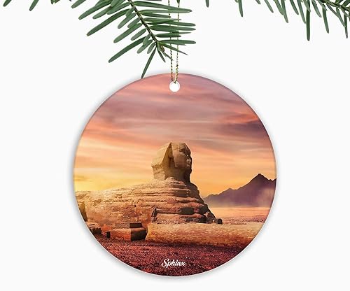 Pirámide Esfinge Adornos de Navidad Egipto City Souvenir, adornos colgantes para árbol de Navidad, recuerdo de cerámica