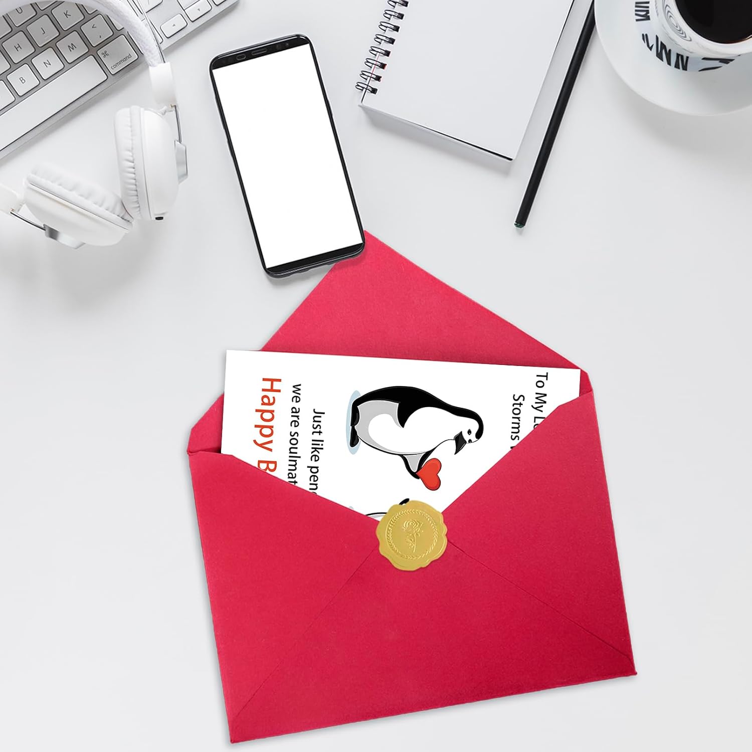Funny Birthday Cards Gifts for Husband Wife Boyfriend Girlfriend, Happy Birthday Card for Him Her Men Women, Cute Penguins Couples Greeting Card Gifts - Image 4