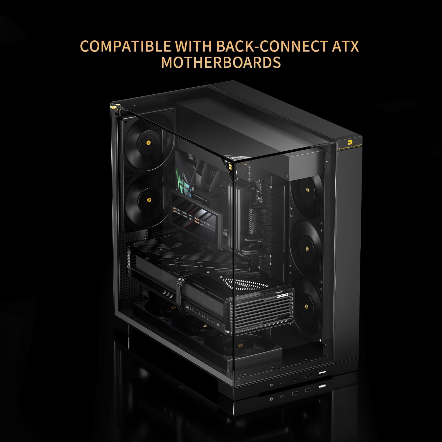Thermalright A70ATX Capa para jogos, painel de vidro panorâmico de
