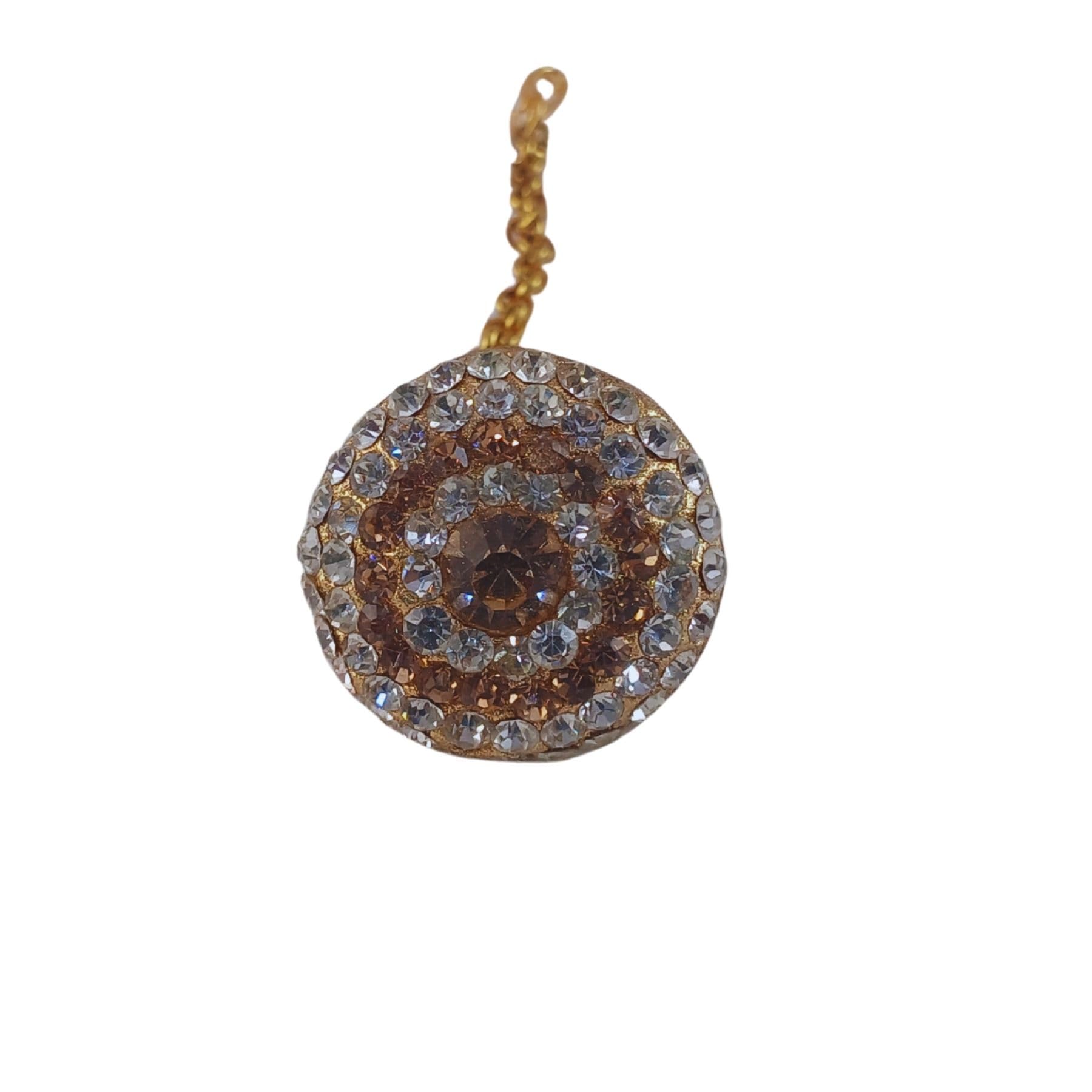 Traditional Gold-Plated Manga Tikka, Red and Clear Crystal Stones with Maroon and Green Beads-image-21