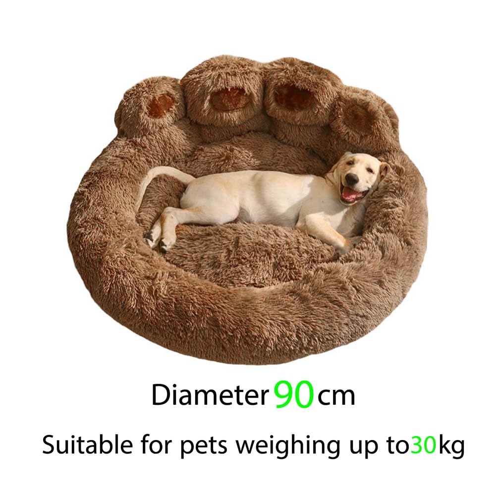 سرير للكلاب والقطط، سرير قابل للغسل، سرير من القطيفة للكلاب الكبيرة والمتوسطة والصغيرة من سومكايل (كبير، 90 سم)
