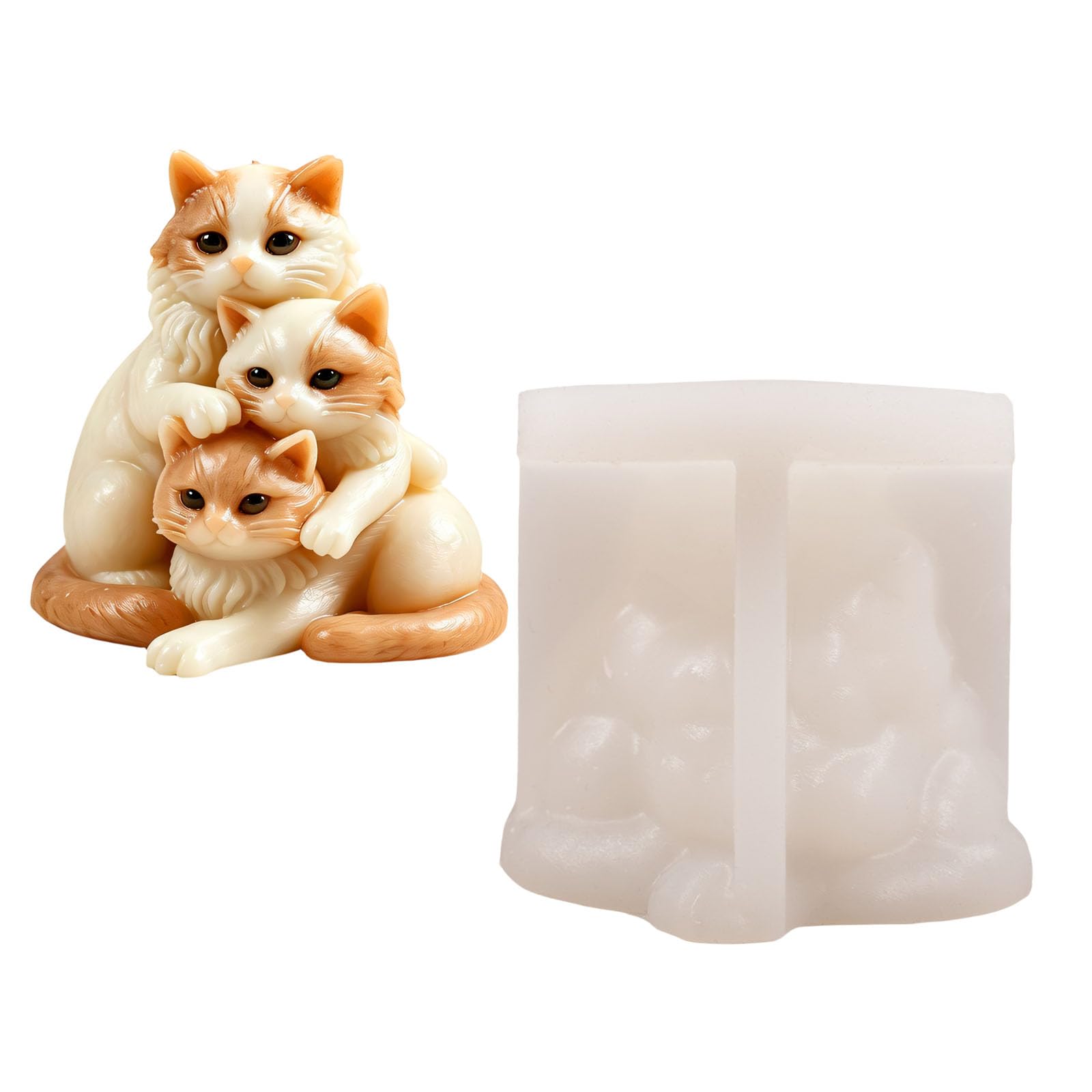 Ljmyy Family Kitten Silicone Candle Multipurpose Silicone Mould for Resin Casting Handmade Candle Soap Chocolate Baking