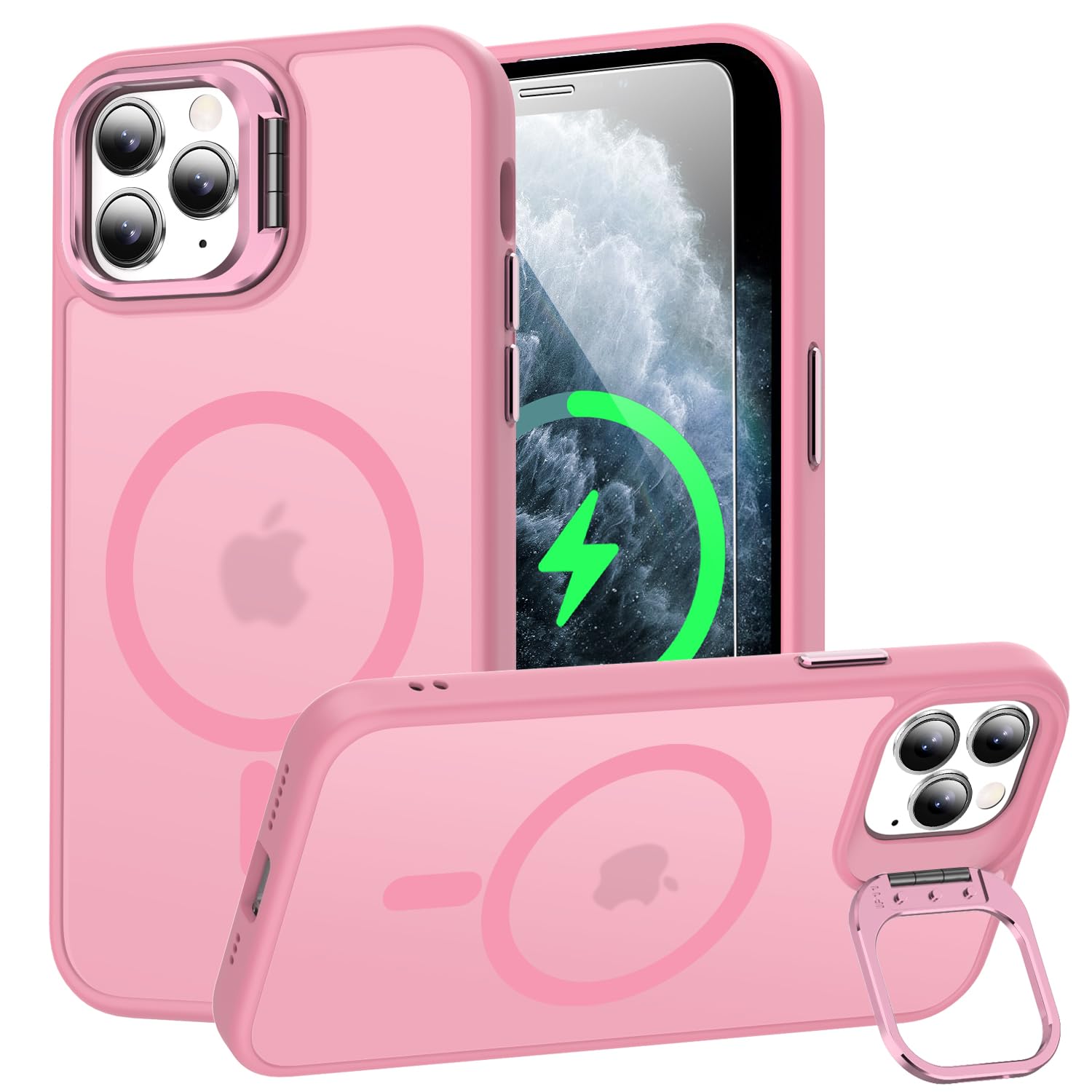 Goodon Magnetic for iPhone 11 Pro Max Case with Screen Protector, Built-in Metal Camera Kickstand,[Compatible with Magsafe] [Wireless Charging] Matte
