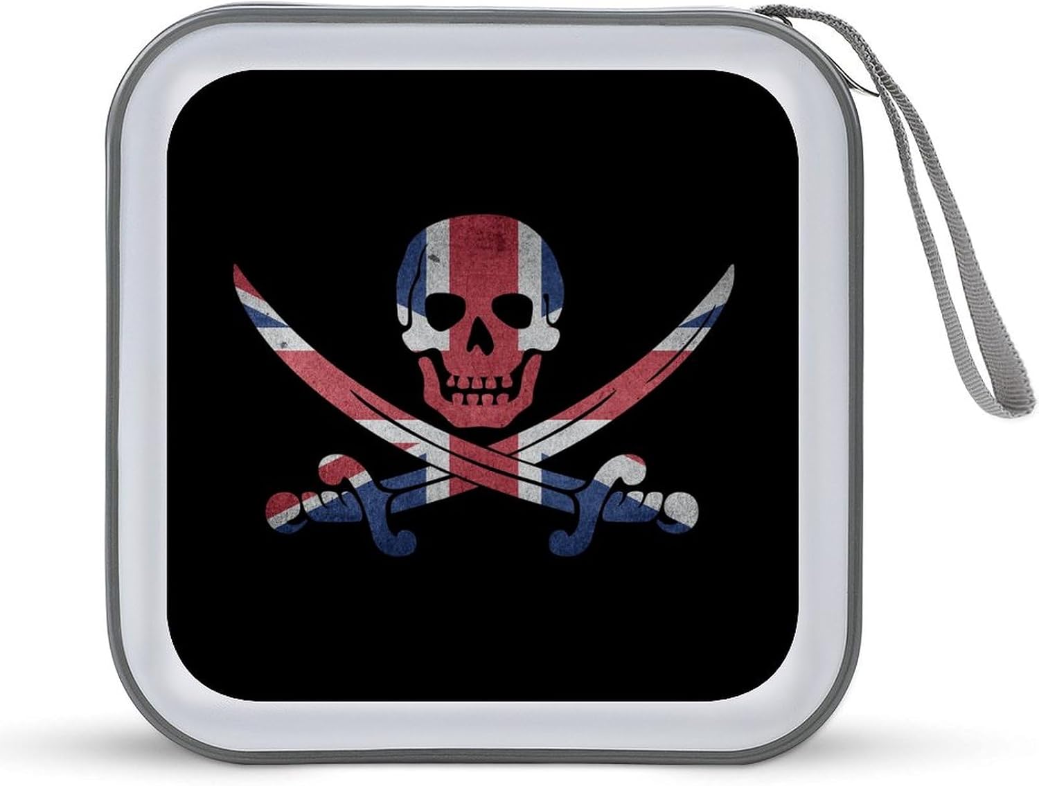 United Kingdom Flag Dead Skull Swords CD Case Portable DVD Storage Box CD Wallet Holder Binder Organizer for Car Home