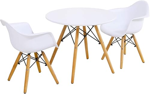 Miniatura 10 de Costzon Juego de mesa y silla para niños, juego de mesa de estilo moderno de mediados de siglo con sillones para niños pequeños, juego de mesa de