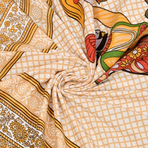 Image of Premium Rajasthani Jaipuri Traditional Sanganeri Elephant Print 144 TC 100% Pure Cotton Single Size Bedsheet with one Pillow Covers