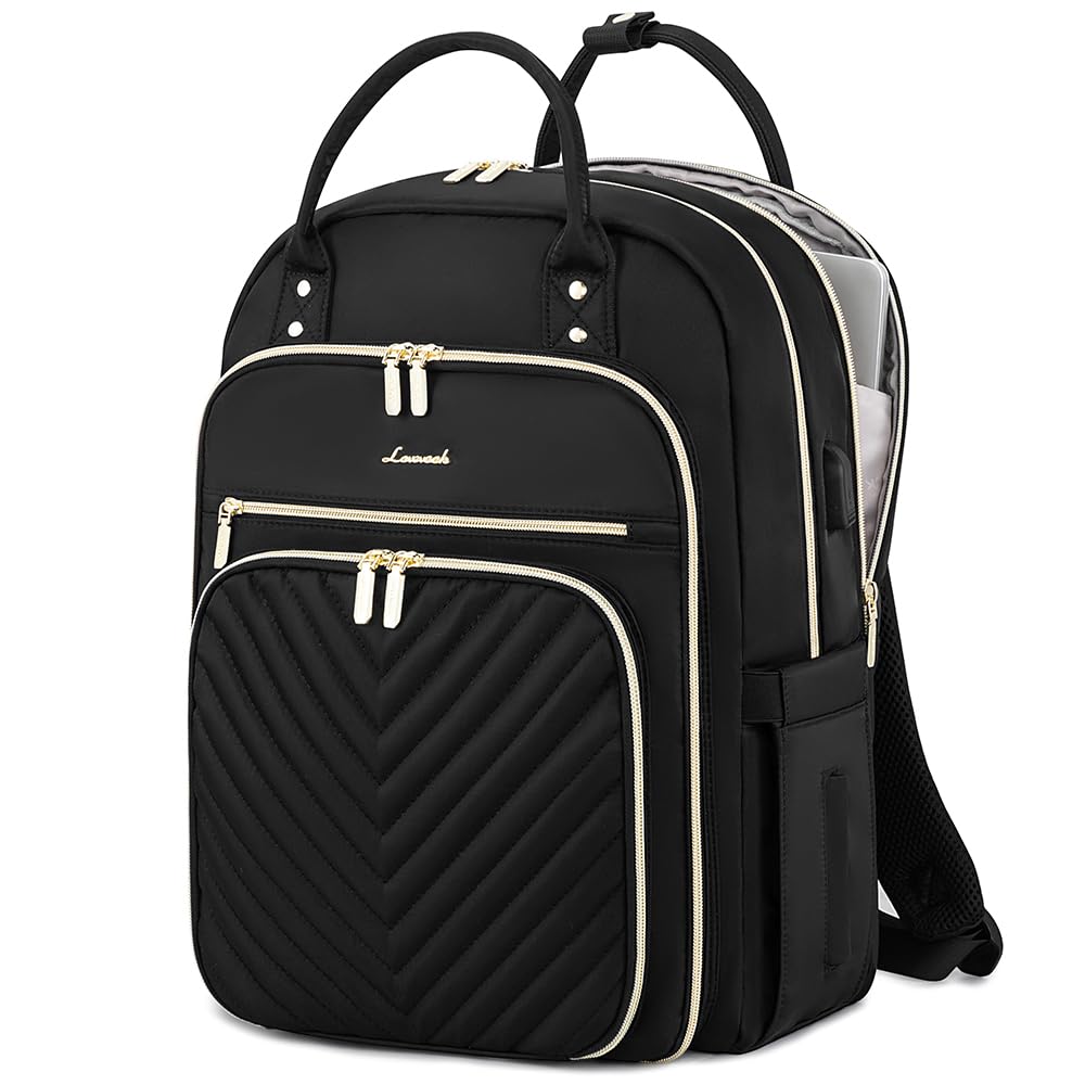 LOVEVOOK Laptop Backpack for Women, Water Resistant Travel Work Backpacks Purse Stylish Business Teacher Nurse Computer Bag with USB Charging Port
