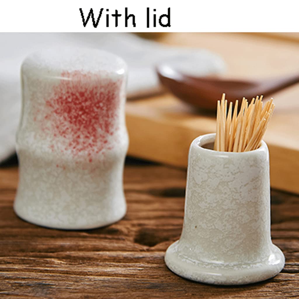 MRKU Dispensador de Palillos de Dientes, Caja para Palillos de Dientes, Soporte de cerámica de Moda con Tapa, Recipiente Chino novedoso y Elegante.