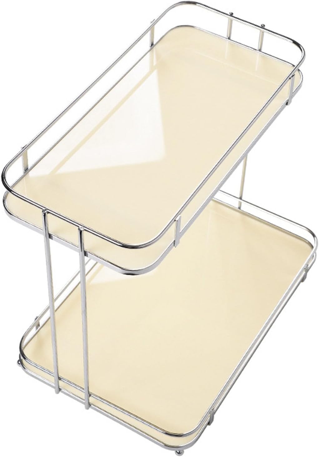 Bathroom Organizer Countertop, 2-Tier Metal Countertop Storage Rack for Perfume, Cosmetics, Makeup, Skincare, and Bathroom Vanity Organizer(Cream White)