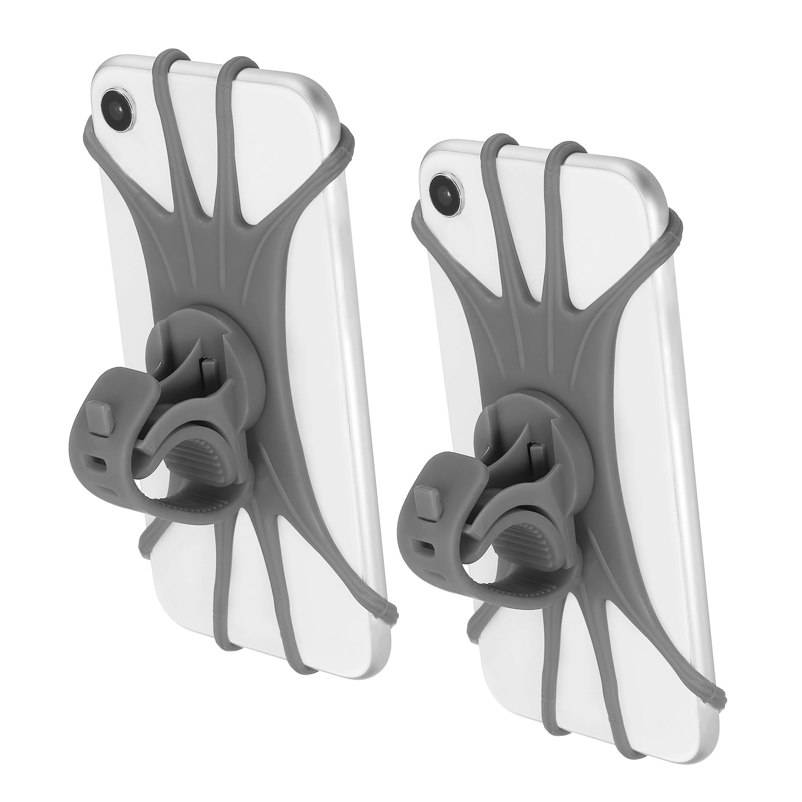 PATIKIL 2Pcs Bike Phone Mount, 360° Rotation Silicone Motorcycle Phone Holder for 3"- 6.5" Phones Adjustable Phone Mount for Motorcycle Bicycle Electric Scooter, Gray