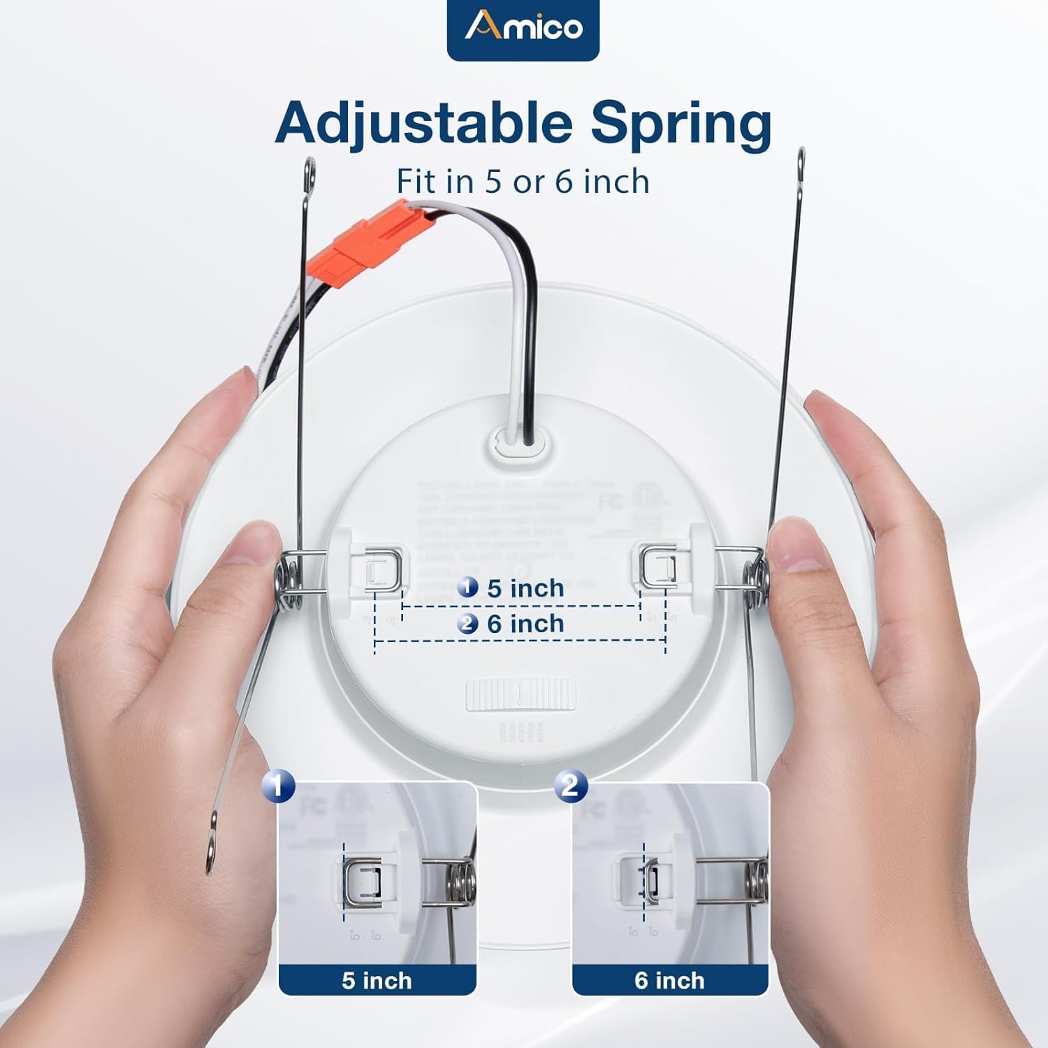 Amico 36 Pack 5/6 inch 5CCT LED Recessed Lighting, Dimmable, 11W=100W, 1100LM, 2700K/3000K/4000K/5000K/6000K Selectable, Retrofit Can Lights with Baffle Trim, ETL & FCC Certified