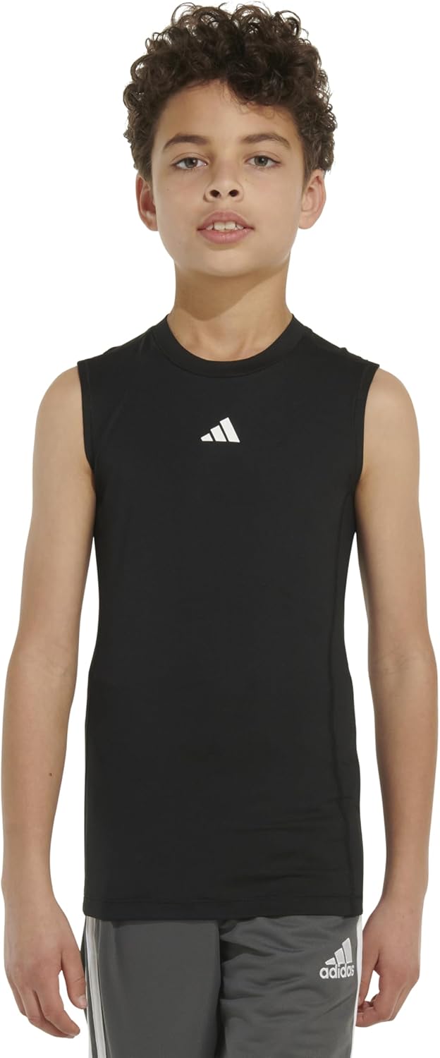 Adidas Boys Moisture Wicking Techfit Compression Shirt Sleeveless - Image 2
