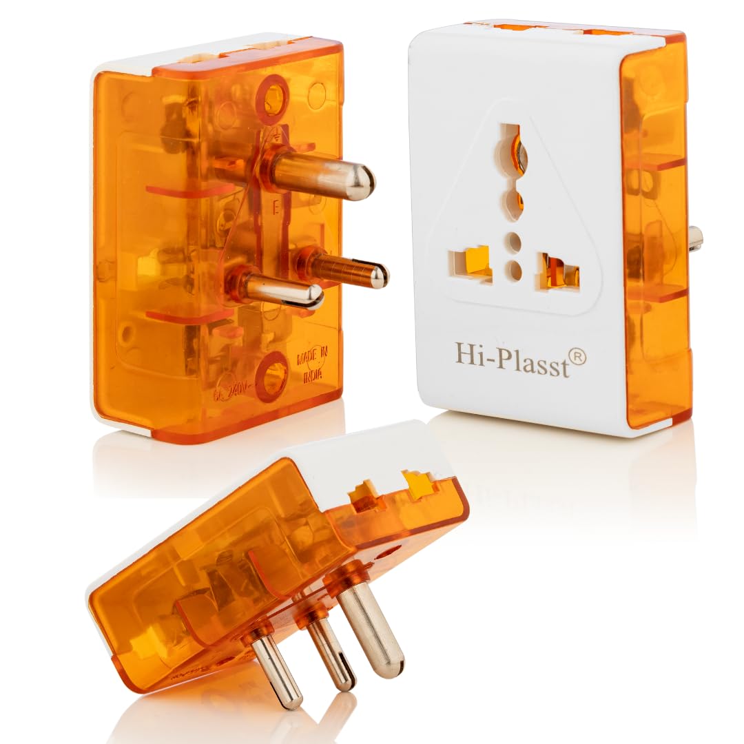 Hi-Plasst (3Pcs) Portable 3 Pin Multi Plug Socket 6A Universal Travel Adapter with Extension Socket, White | Compact Multi-Purpose Design-image-27