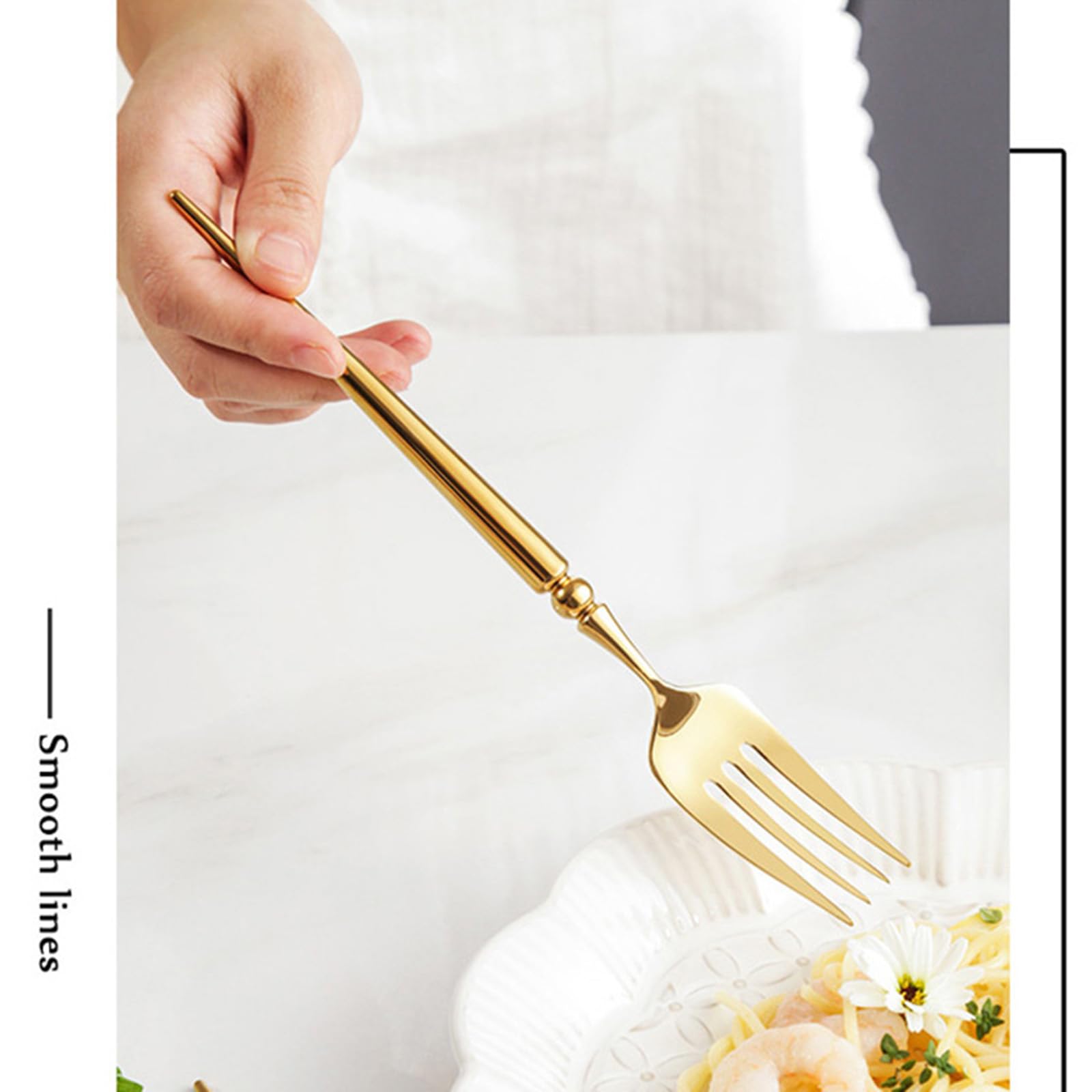 Este Juego de Cubiertos Dorados de Acero Inoxidable 18/8, Juego de Cubiertos Dorados para 10 Personas, Juego de vajilla con Mango Estilo francés con Cuchillo para Carne, Tenedores, cucharas,