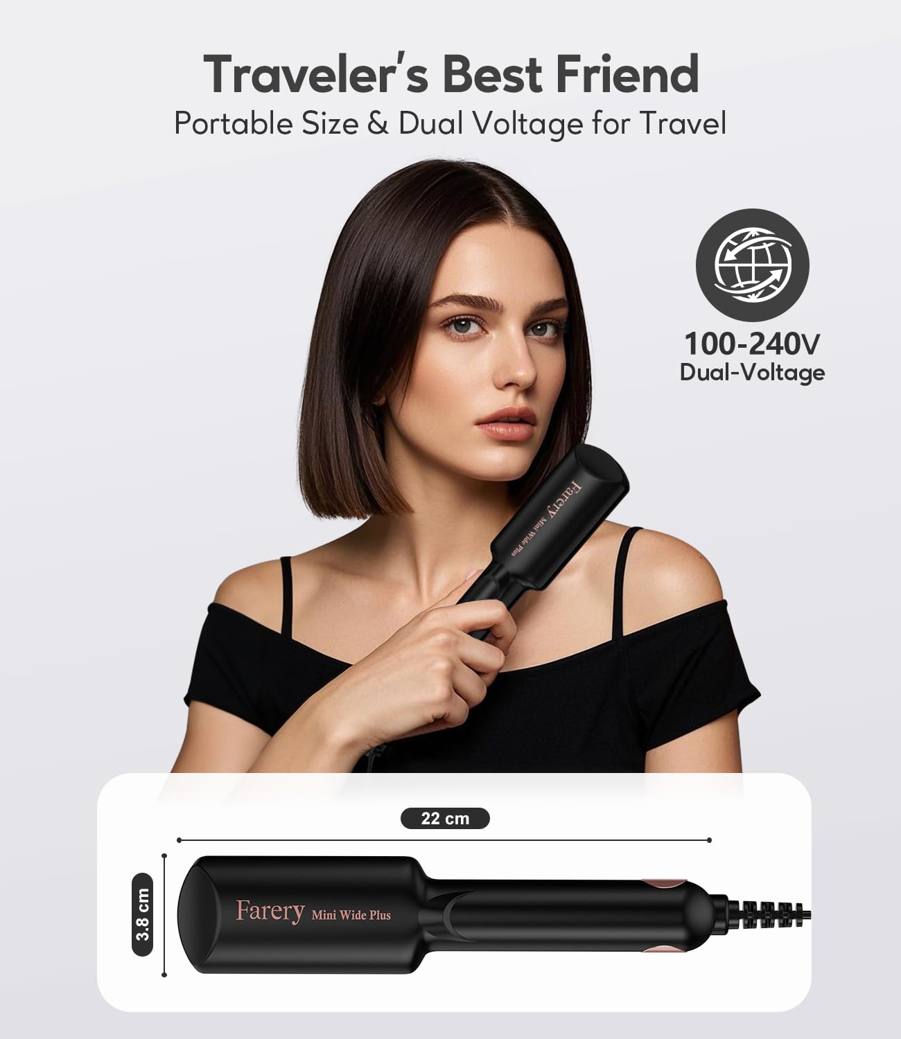 Mini Fer à Lisser Wavytalk - Pour Cheveux Courts Ou Voyage, Plaques Céramiques, 25W