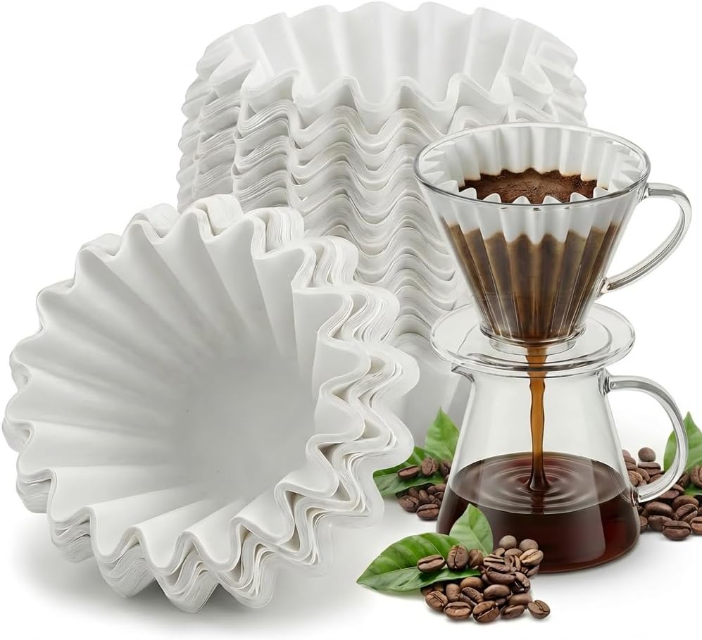 Coffee Filters for Kalita Wave 155, 200 Count Natural Unbleached Paper Filters, Small Flat Bottom Filters for 1-2 Cups, Disposable Pour Over Filters for Home Office Cafe Use (White)