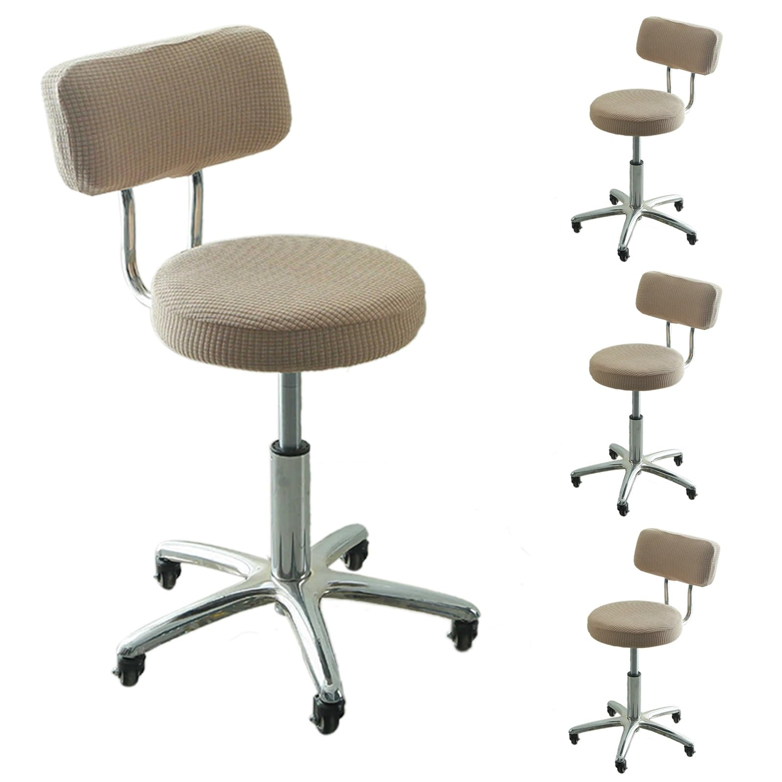 MCOSU Set of 1/2/4/6 Bar Stools Covers,with Back Stretch Chair Seat Slipcovers,Foot Rest Rolling Stool Furniture Protectors Covers,for Office Chair,Home Bar Kitchen(@8,4 Pieces)