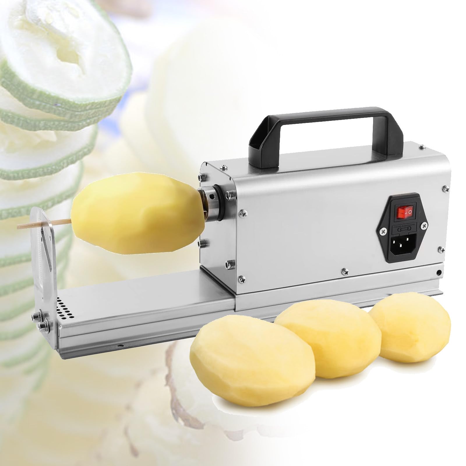 VNATWGOO Electric Potato Spiral Cutter, Commercial Tornado Potato Twister Machine, Creates Curly Fries and Hot Dog Spirals
