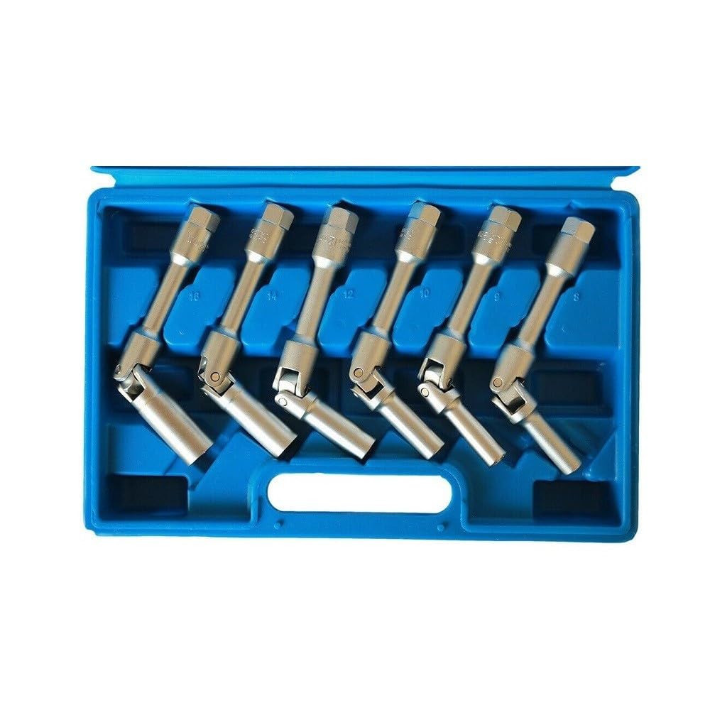 Trade Shop - Kit 6 Chiavi Bussola Snodate per Candelette Auto Diesel da 8 A 16 Mm 3/8" 160mm