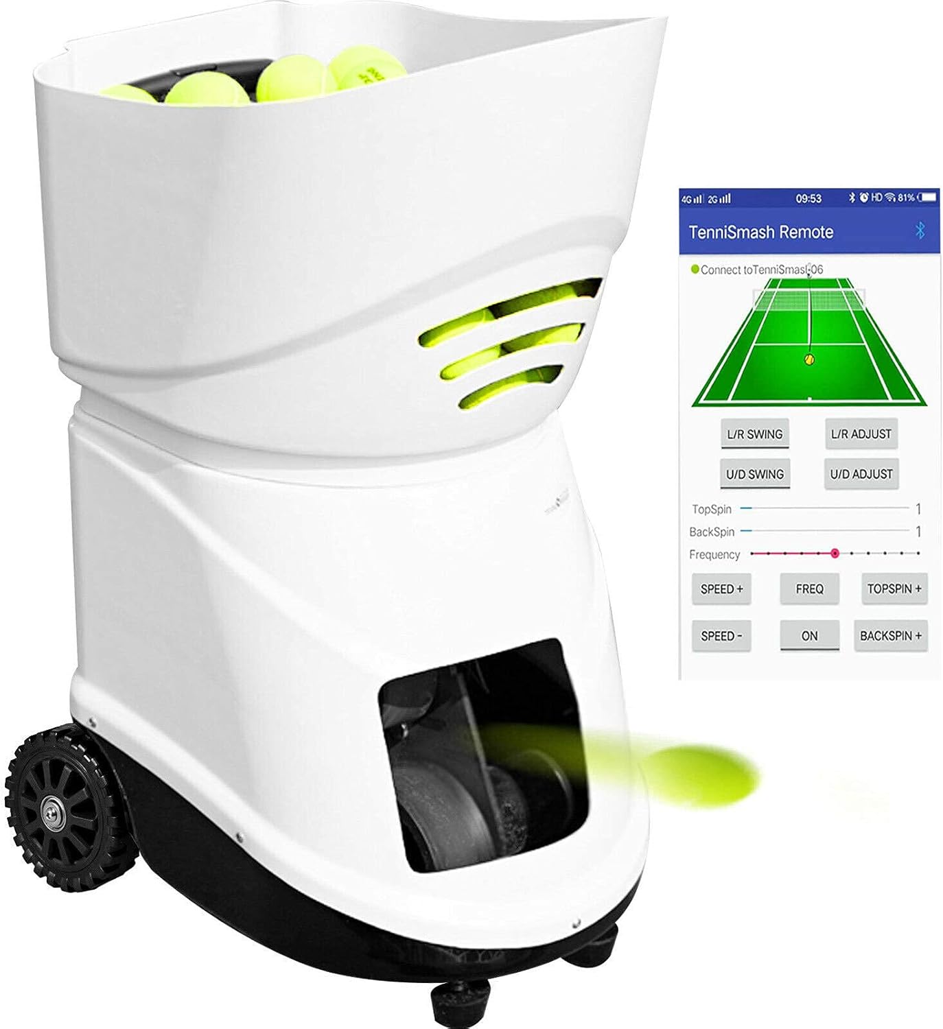 VEVOR Tennis Ball Machine with Phone Remote Support, Portable Tennis Ball Machine APP Control
