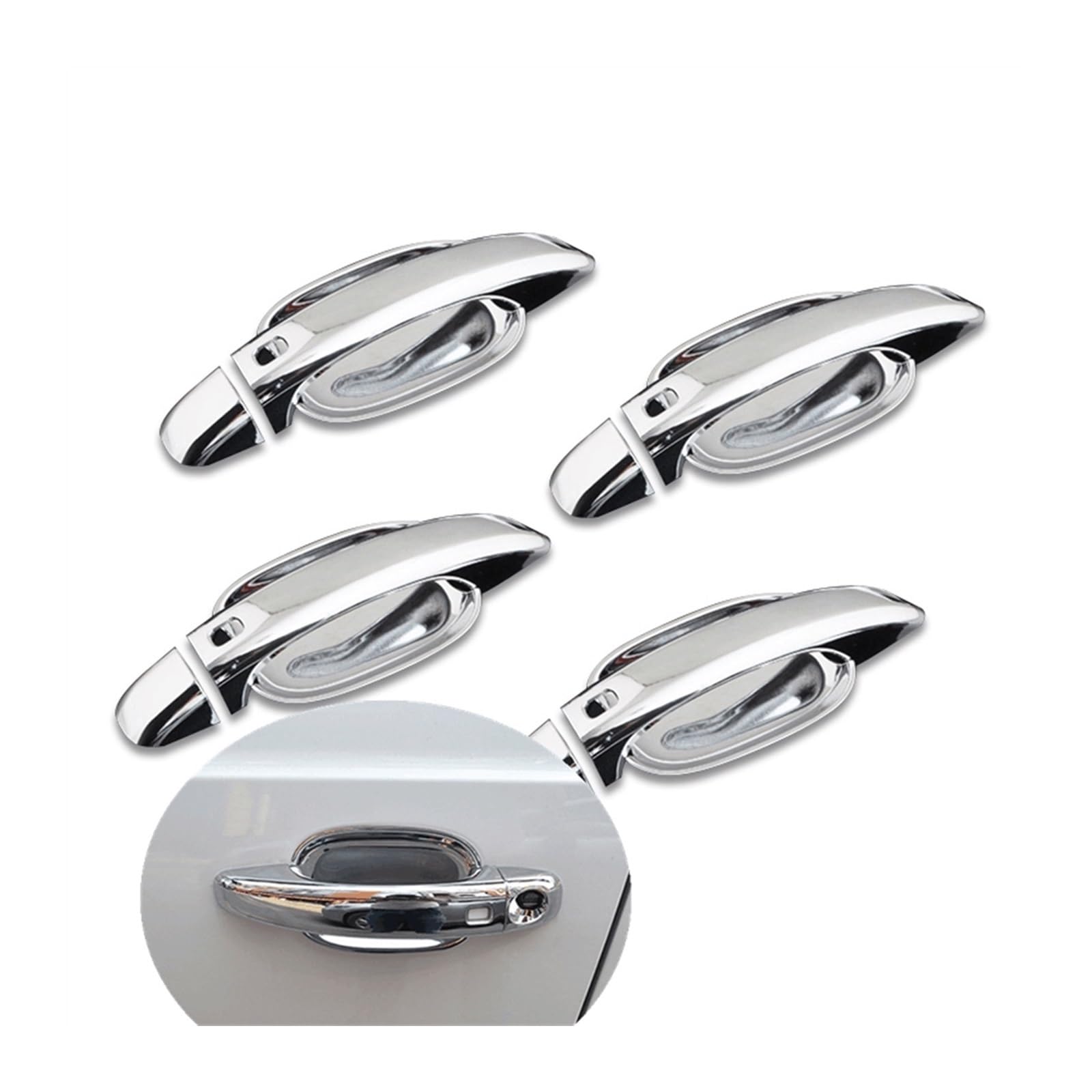 Drezzo Car Exterior Door Handle A4 B8 Q5 Q3 Glossy Black Chrome Car Door Handle Cover Trim Sticker(Handle-Bowl 2)