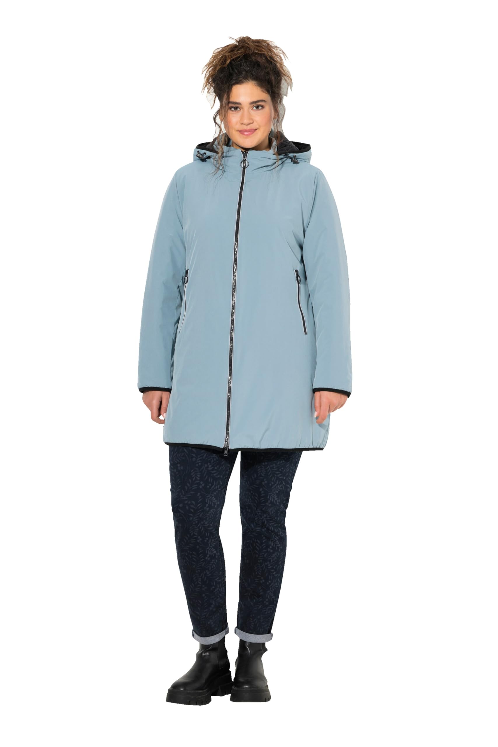 Ulla Popken Damen große Größen Übergrößen Plus Size HYPRAR Wende-Steppjacke, 2-Wege Zipper 819903