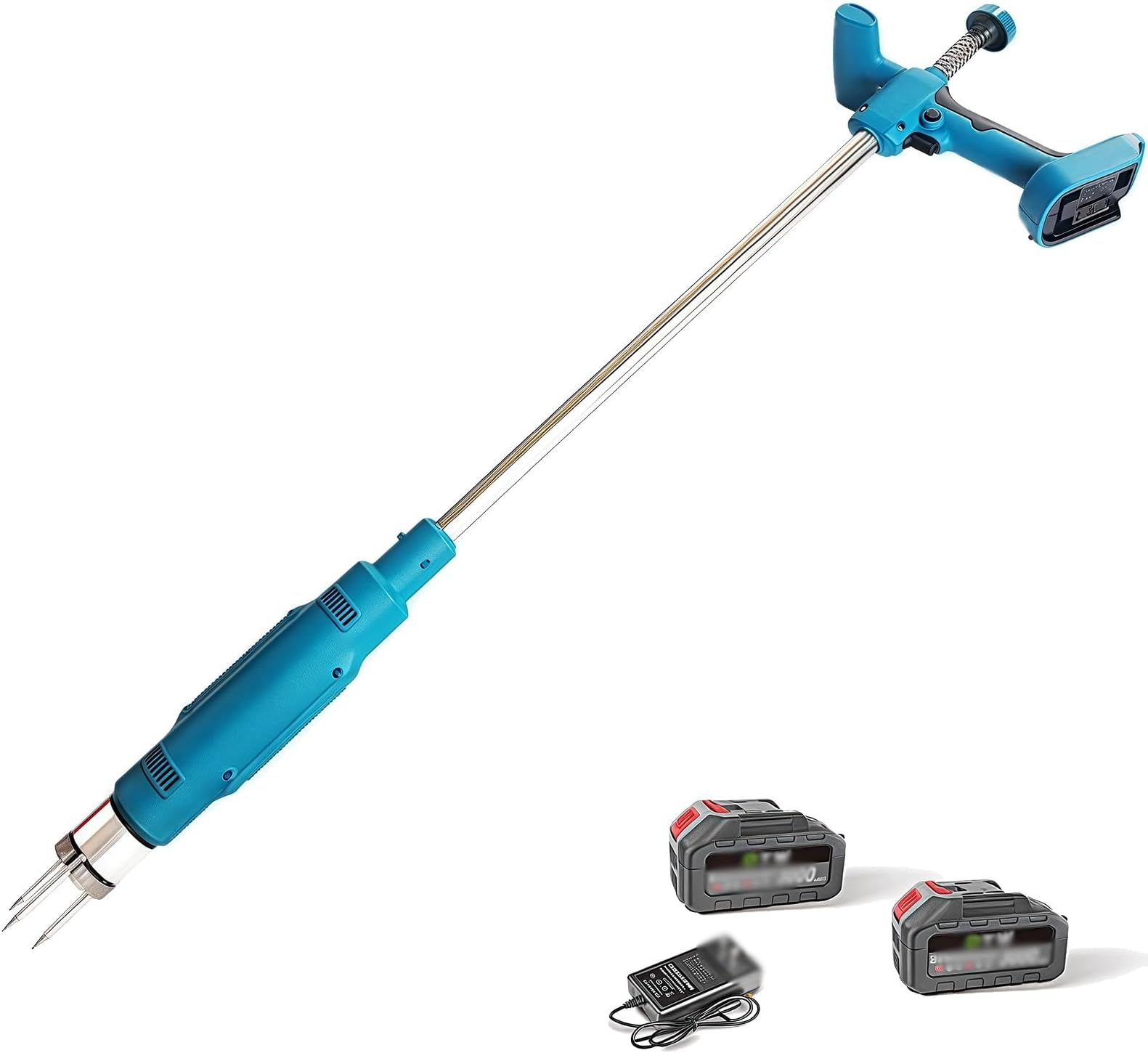 Electric Stand Up Weed Puller Tool, Cordless Root Remover Stand-Up Weeder with 2 x 3000mAh Batteries, Triple Steel Claw Root Extractor Tool for Easy Garden and Lawn Maintenance