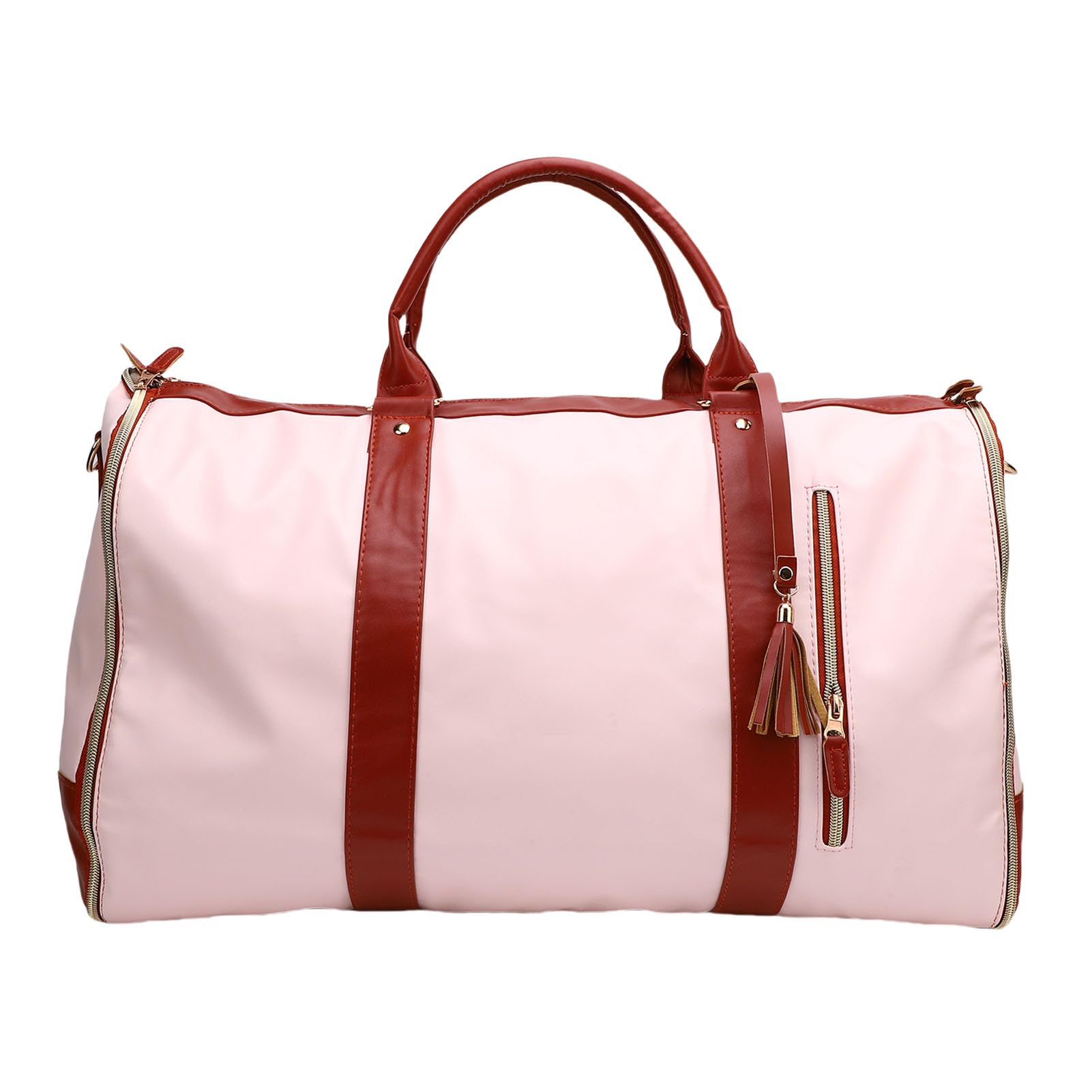 Generic Borsa Porta Abiti Elegante Borsone in Pelle PU per Viaggi di Lavoro con Tracolla e Ampia capacità per Uomini e Donne (Beige)
