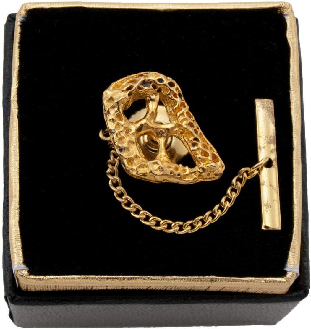 Mens Gold Tone Openwork Abstract Textured Window Tie Tac Tack Pin Gift Boxed 0.5 in charm original