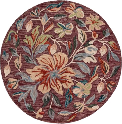 Image of Sifa Carpet Traditional Floral Round Area Rug - Hand-Tufted New Zealand Wool Circular Carpet for Dining Room & Bedroom Weight -29 Pund, Size-7x7 Feet (84x84 Inch Round)
