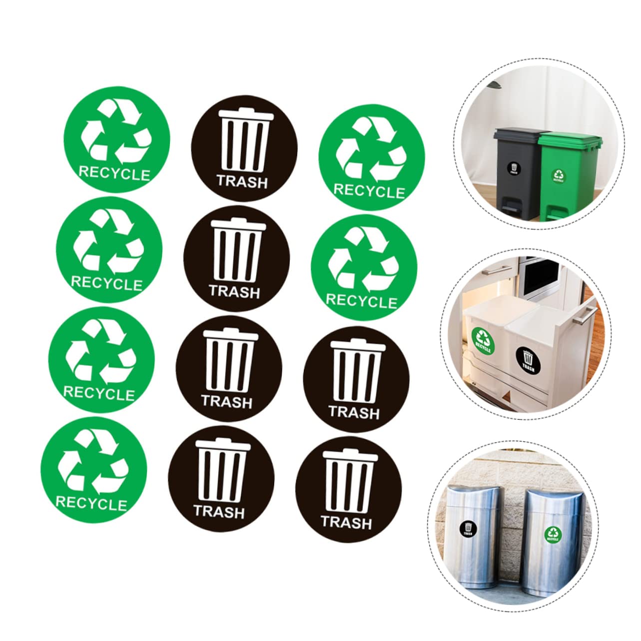 Stickers Poubelles écologiques Autocollants Recyclage - Lot De 5 Étiquettes Pour Poubelles | XS Multicolores, Pour Tri Sélectif Et Gestion Des Déchets Stickers Papier Multicolores