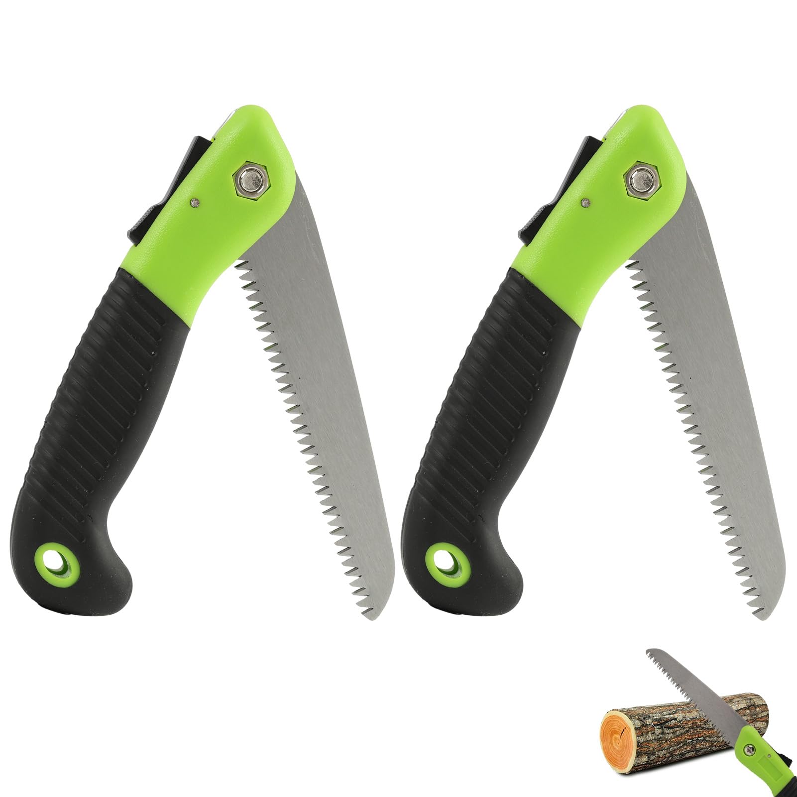 2PCS Sierra de Mano Plegable, pour Poda Serrucho Curvo, con Mango Ergonómico Antideslizante pour Jardinería, Camping, Caza y Herramientas de Supervivencia Compactas