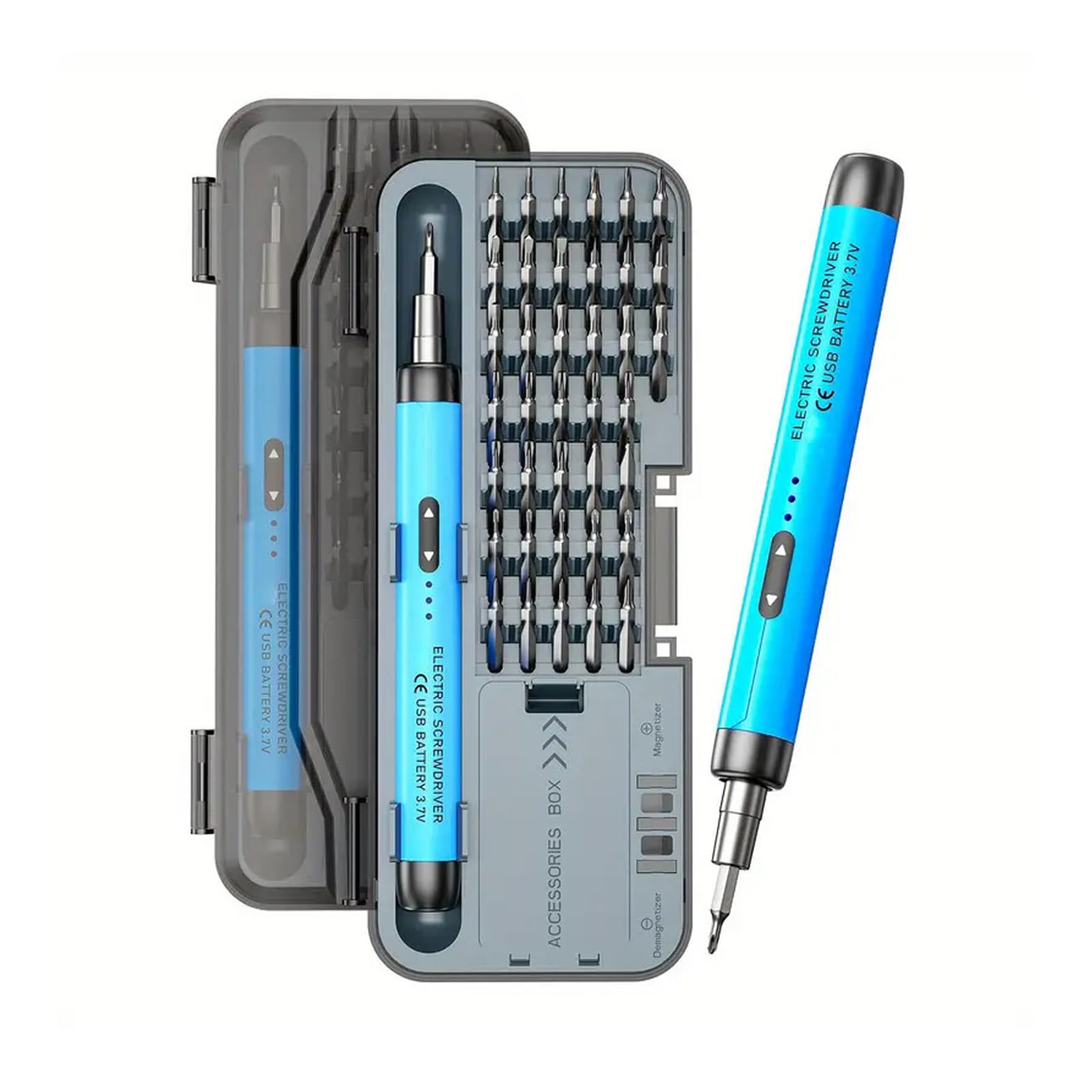 Shinlhua Blue Compact 46 Piece Electric Screwdriver Set With Storage Case And Demagnetizer For Small Devices Eyeglass Game Console Repair Set