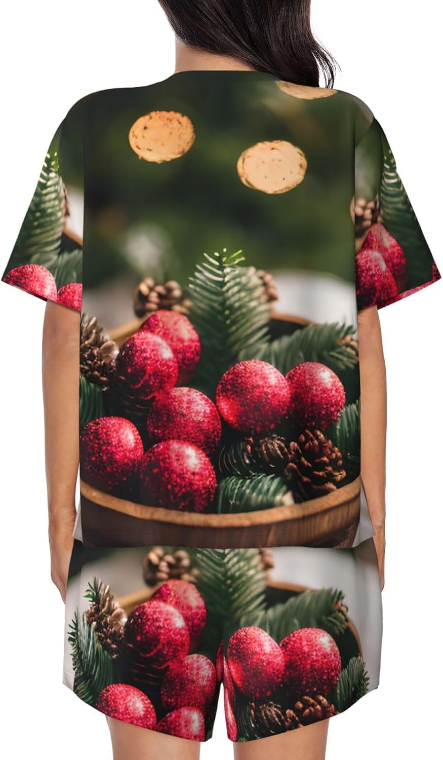 Merry Christmas Print Short Sleeve Pajama Set,Soft Comfy Pjs For Women,Perfect For Sleep And Loungewear