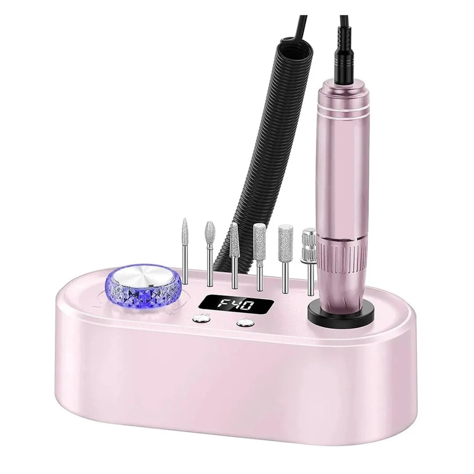 Wiertarka Do Paznokci 40000RPM Z Wyświetlaczem HD Profesjonalny Elektryczny Pilnik Akrylowych I Żelowych Użytku W Salonie Domowym Intuicyjne, Proste Sterowanie(Pink)