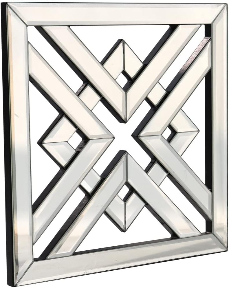 Silver Mirrored Wall Decor 16x16" Modern Fashion DIY Wall-Mounted Mirror X Design Gorgeous Glam Accent Vintage Chic for Room and Home 16"L x 16"W Silver X image 6 of 8 B09WXXWHJ1
