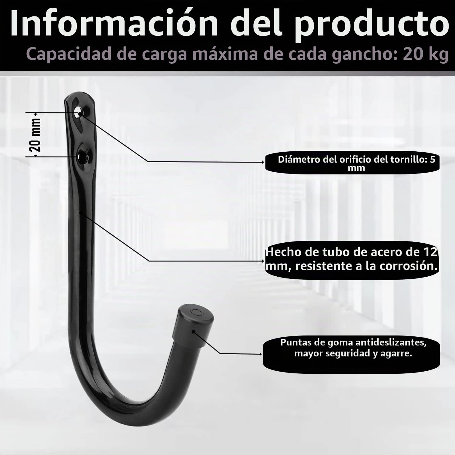 Ganchos de almacenamiento de garaje de 9 cm, resistentes para montar en la pared, paquete de 12 perchas ideales para herramientas, bicicletas, escaleras, sillas