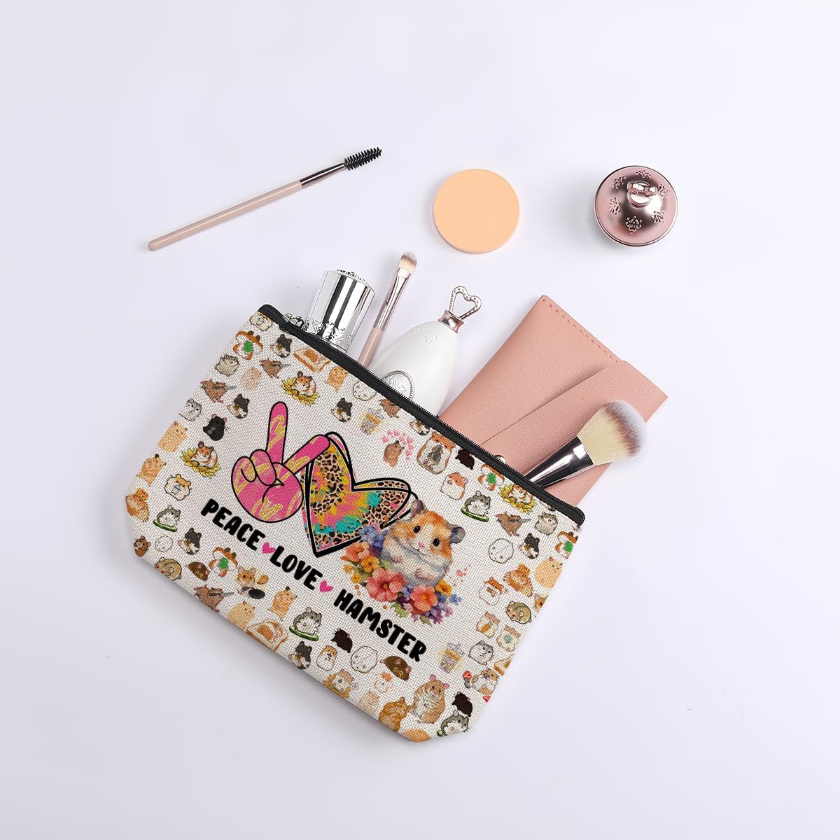 Hamster Gifts for Hamsters Lovers Gift for Women Girls Hamster Makeup Bag Funny Birthday Christmas Gift for Best Friend Sister Cute Hamsters Travel Toiletry Makeup Organizer Zipper Pouch - Image 6