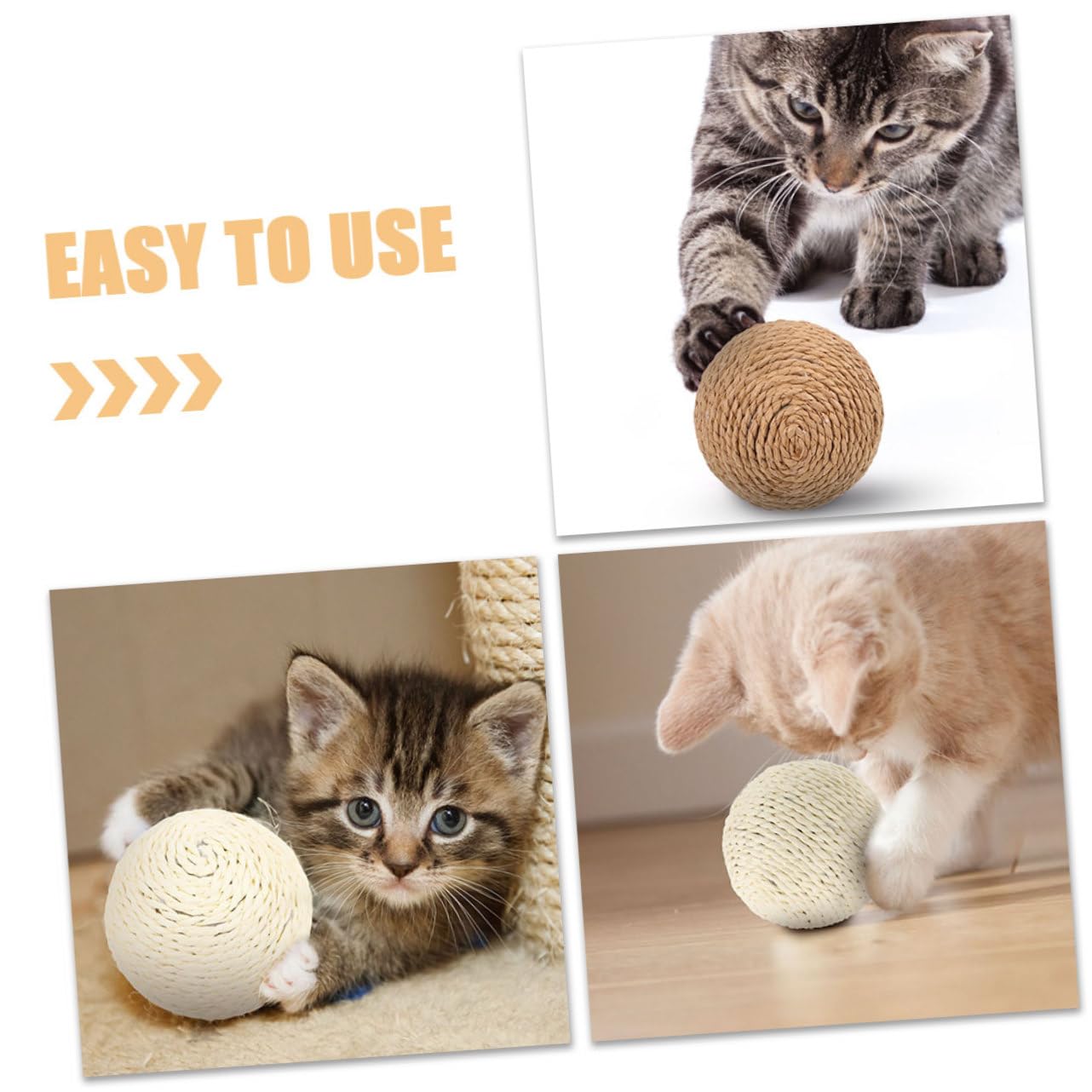 Kisangel 6 Piezas Bola de sisal para Gatos Juguete para Gatos Juguete de Pelota para rascar Juguetes para Juguetes para Masticar Gatitos Juguete para Mascotas rascadores para