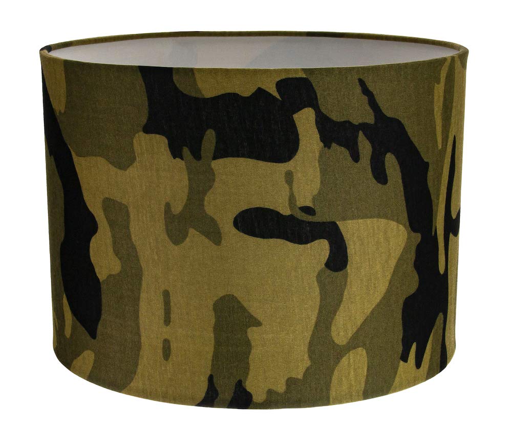 Stylish Green and Black Army Camouflage Drum 10" Lampshade for Table or Pendant by Happy Homewares